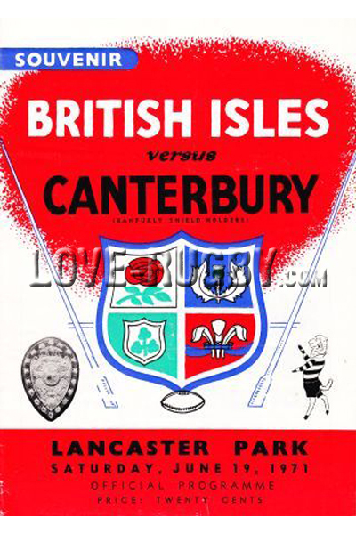 1971 Canterbury v British Isles  Rugby Programme